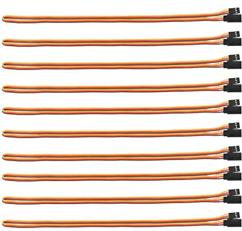POFET 10-teilige 50-cm-Servo-Verlängerungskabel im JR-Stil, 3-poliges Verlängerungskabel 22AWG 60-adriger Draht-Stecker-Buchse Futaba JR für ferngesteuerte Flugzeuge