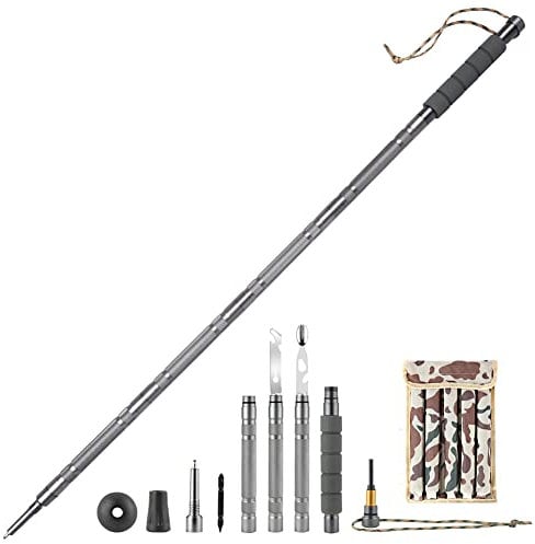 Wanderstöcke, Trekking-Stöcke, für draußen, 7-in-1, Teleskopstange aus Aluminiumlegierung, stoßfest, rutschfest, mit Outdoor-Kit, Schraubendreher, Compas, Silex für Trekking, Bergsteigen, Ski, B