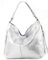 modamoda de T160 Damen Leder Schultertasche Henkeltasche Large handmade in Italy, Farbe:T160 Silber