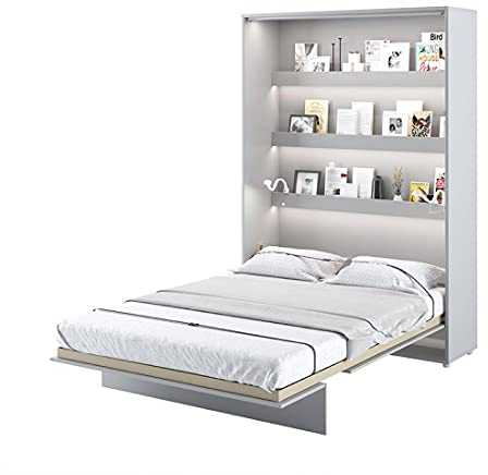 Schrankbett LENART Wandklappbett 140x200 BED CONCEPT Vertikal Grau