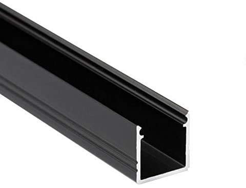 LED Profil ST10 Aluminium Schwarz für LED Streifen inkl. Abdeckung, für LED Streifen bis 10mm (Schwarz 2m, klar)