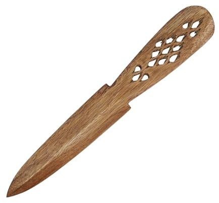 Mythrojan Wooden Knives, Athame Wiccan Handmade knife Pagan Witch Wizard Wicca for Pagan, Wiccan, Ceremonial Practices Medieval Vinatge Wooden Knife - Brown