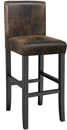 tectake 800017 Hochqualitativer Barhocker, 107 cm hoch, Stuhlbeine aus Massivholz - Diverse Farben - (Antik Braun | Nr. 403583)
