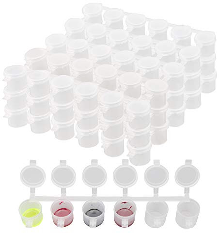 AIEX 5 Bandes 30 Pots Bandes De Peinture Vides Pots De Peinture 10 ML/0.35oz,Mini Pot De Peinture Conteneurs De Stockage en Plastique Transparent pour Les Festivals d'art Et Les Cours De Peinture