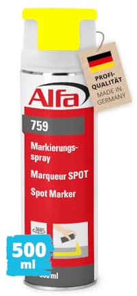 Alfa 1x Markierungsspray neon-gelb 500 ml Profi-Qualität für saubere und präzise Markierungen mit flexibler 360° Sprühanwendung (Überkopffunktion)