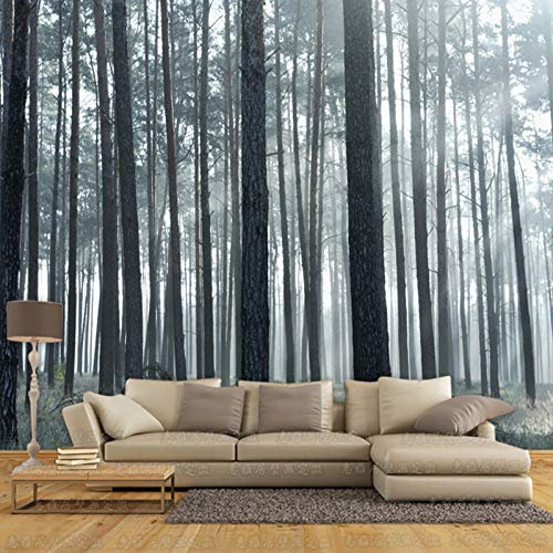 JXMFYY Photo Wallpaper Black and White Forest 59x39.5 inch Wall Mural Non-Woven Murals Wall Art Modern Design Print Home Decoration Livingroom Bedroom