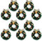 10 Pieces Mini Artificial Christmas Wreaths Ornaments, Dollhouse Miniature Christmas Wreath Doll House Mini Xmas Wreath for Dollhouse Door Windows Christmas Tree Decoration (Gold Bell)