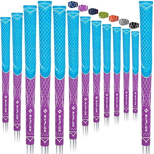 SAPLIZE 13 Golf Grips, Midsize, Multi-compound Hybrid Golf Club Grips, Purple Color