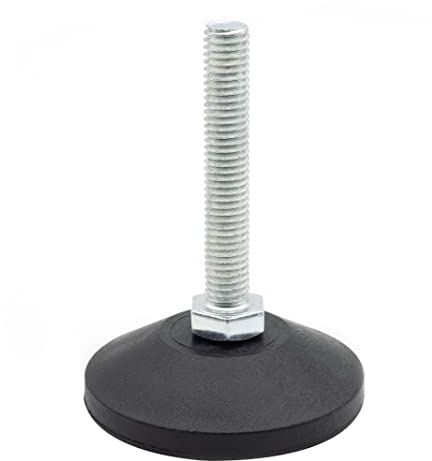 Enkotrade 4 Stück Stellfüße, M8x30 mm, mit verzinkter Schraube und drehbarem Kunststoff Teller Ø 30mm, Regulierschraube, Verstellgleiter, Gleiter