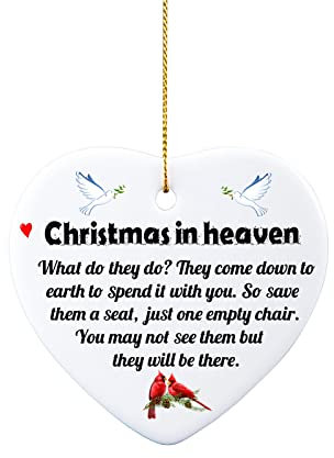 Christmas in Heaven Poem Ornament Xmas Tree hanging Decoration Memorial Plaque Gift in memory of loved ones in heaven christmas decoration