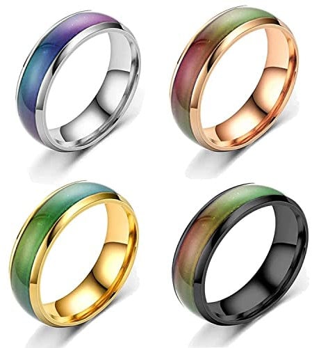 Thermotherapeutischer Lymphvity-Ring, Lymphdrainage therapeutische magnetische Ringe, thermochromischer Steinring, stimmungsvoller Farbwechsel, Lymphdrainage Magnetring für Damen und Herren, 4 Stück