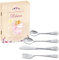 Maverton Set de couverts de table personnalisé dans boîte en bois imprimée - couvert bebe - Thème Animal - Cadeau bapteme fille - Pour filles - Cadeau bébé - Coutellerie gravée - petit ange