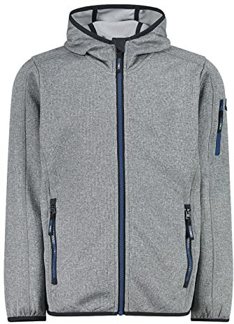 CMP Jungen Strickjacke Kapuzenjacke Kid Jacket Fix Hood, Farbe:Grau, Größe:140, Artikel:-30UN Glacier/Cemento