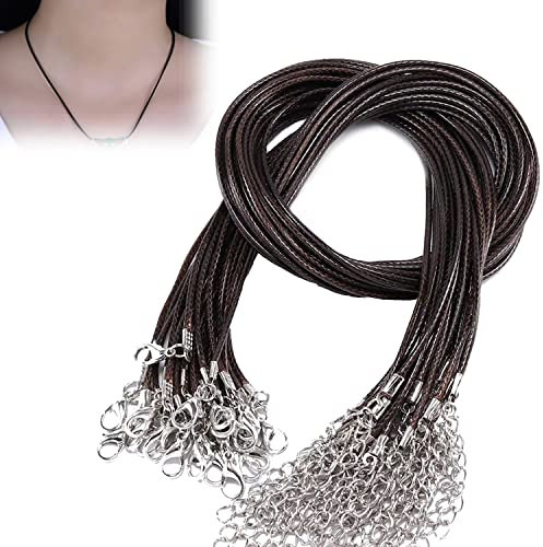 10 Pcs Waxed Necklace Cord with Clasp, Adjustable Leather Braided String Cord Necklace Pendant Necklace Cord Rope for DIY Necklace Bracelet Jewelry Making (10)