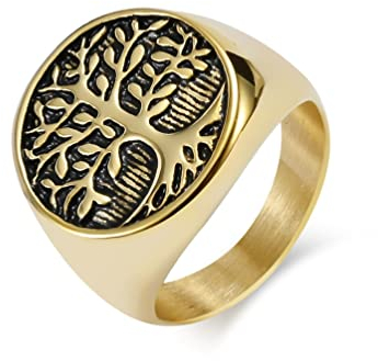 Vintage Baum Des Lebens Ring Ring Männer Personalisierte Große Trigger Finger Schmuck Produkte Männer Und Frauen Hand Schmuck Urlaub Geschenk Mit Geschenk-Tasche ( Color : Style 2 , Size : 11 )