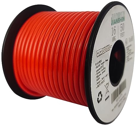 JIANSHEN Extra weicher Siliziumdraht 16AWG Silizium Hochtemperaturdraht industrielles Silizium Hochspannungskabel schwarze Spule (50 Fuß)