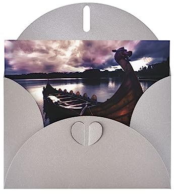 Graue Wikinger Boot hochwertige Perlpapier-Grußkarte: 10,2 x 15,2 cm, für Geburtstagskarte, Party-Einladungskarte