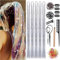 Huiguli Glitzer Haarsträhne, 120cm Haarsträhnen Kinder mit Werkzeug, 1100 Strähnen Hair Tinsel Kit, Fairy Lametta Haar für Mädchen Frauen Kinder (Silber)