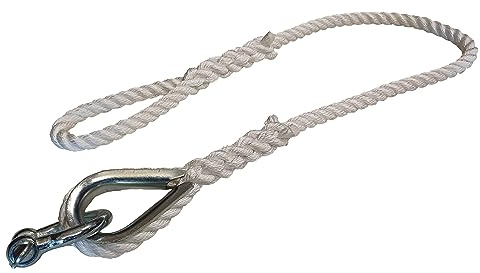 20mm Nylon Rope Mooring Strop With Galv Thimble & Bow Shackle One End & Soft Eye Other End - Mooring Warp - Mooring Rope (2 Metres)