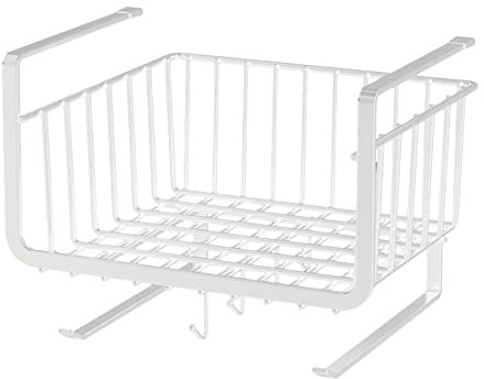 Sotto Mensola Cesto di Stoccaggio Sotto il Lavandino Organizzatore CabinetCabinet Organizzatore Cesto Sotto il Bagno Organizzatore Portaoggetti Pensili da Cucina Organizer e Ripiano per Armadi(bianco)