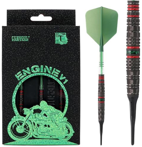 CUESOUL Engine V1 Dartset mit weicher Spitze, 21 g, 90% Wolfram, mit Ölfarbe lackiert und vereinheitlichendem ROST T19 Carbon Flight
