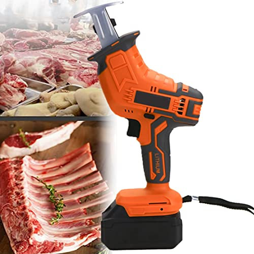 Scie À Os De Boucherie Électrique,Machine De Découpe De Scie À Os Sans Fil Avec 2 Lames De Scie,Pour Côtes De Poisson,Porc,Viande,Vitesse Variable 0-3000Tr/min,Double Interrupteur,1Battery+2Sawtooth