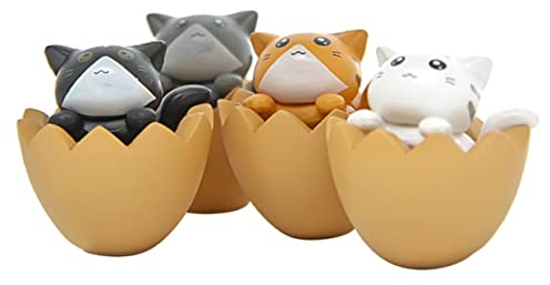 Toyvian 4 Stück Eierschale Mini-Kätzchen-Figur Katzenspielzeug Für Kinder Mini-Süßes Kätzchen Dekoration Cartoon-Katzenstatue Miniatur-Katzenfiguren Miniatur-Spielzeug Blumentopf