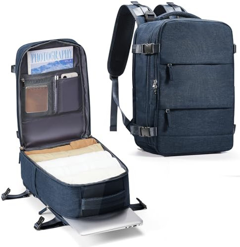 SZLX Sac à Dos Voyage Cabine 40x20x25 Ryanair Bagage Cabine 40x20x25 pour Ryanair Sac de Voyage Bagage à Main Avion Femme Sac à Dos Ordinateur Portable Imperméable Sac à Voyage Homme 20L bleu