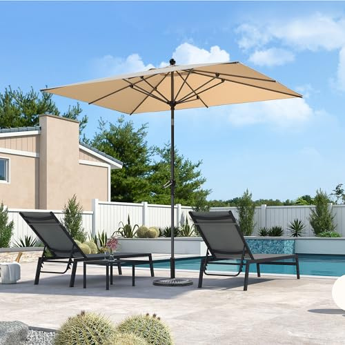PURPLE LEAF Parasol Balcon 180 x 270 cm Rectangulaire Beige Anti-Rouille | Structure renforcée, Anti-vent, Résistant aux intempéries, Polyester 200 g/m², 8 Baleines robustes, Mât en aluminium, Jardin