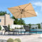 PURPLE LEAF Sombrilla de jardín al aire libre reclinable, 180 x 270 cm, rectangular, sombrillas, de aluminio, protección UV para balcón, terraza, patio, caqui