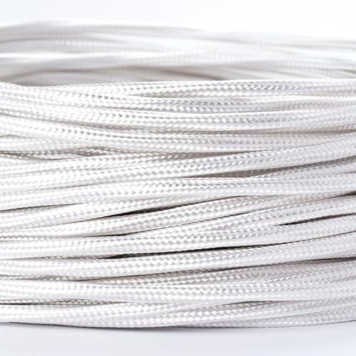 ORION LIGHTSTYLE 5m / 5 Meter Set, Extra dünnes Textilkabel für Kronleuchter, Farbe Weiß, Textilummanteltes Stoffkabel, Stromkabel dünn / 3-adrig 3x0,75mm² mit Erdleiter, Lampenzubehör