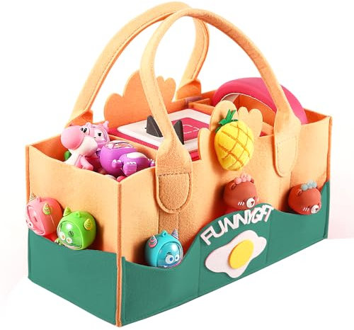 PISOSN Tragbare Tragetasche, kompatibel mit Toniebox-Starter-Set und Tonies-Figuren, Reise-Filzstoff, Musikspielzeug, faltbare Tasche für Toniebox-Zubehör (blaues Muster)