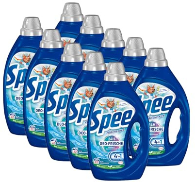 SPEE Deo-Frische Frische-Kick Waschmittel 10x 22 WL (220 Waschladungen), Flüssigwaschmittel mit 4 + 1 Formel bekämpft Alltagsgerüche für 24 h Deo-Frische, Vollwaschmittel für Temperaturen ab 20°C