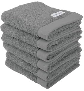 TOM TAILOR Gästehandtuch, 6er Set, 30 x 50 cm, 100% Baumwolle / Frottier, mit Aufhänger und Label mit Logo, COLOR BATH TOWEL Grau (Moody Grey)