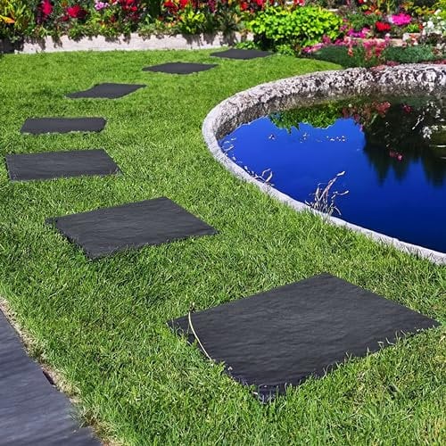 Nicoman Piastrelle quadrate effetto marmo, 30 x 30 x 2,5 cm, in gomma riciclata, resistenti all'usura, per esterni (grafite, set da 4)