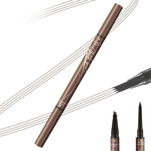 Benaewa Dual-Ended Eyebrow Pen,3D Waterproof Microblading 4 Fork and Micro Tip Eye Brow Pencil, Long Lasting (Brown)
