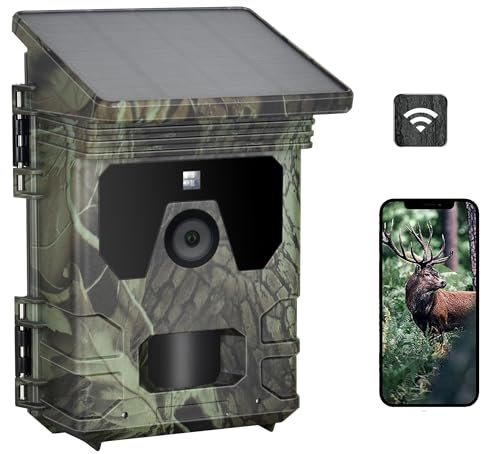 SUNTEKCAM Camera de Chasse Solaire WiFi Bluetooth, 4K 30MP Caméra de Chasse avec APP, Piege Photographique Infrarouges WiFi, Temps de Déclenchement 0,2s, Camera Chasseur avec Carte