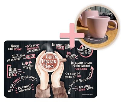Geschenkset für Mama: Frühstücksbrettchen und Untersetzer mit bestärkenden Sprüchen I Mama Geschenk, Muttertag, Geburtstagsgeschenk, Ostern