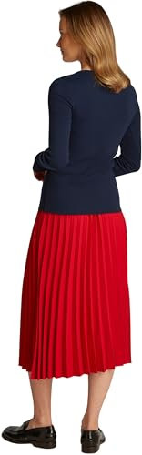 Tommy Hilfiger Women’s Slim Henley Long Sleeve Top with Button Placket, Blue (Dark Night Navy), M