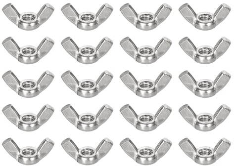 sourcing map M5x0.8mm Wing Nut 40 Pcs, 304 Stainless Steel Butterfly Wing Nuts Fasteners Parts Hand Twist Tighten Wing Nuts for Machinery Electronic Equipment DIY, Silver