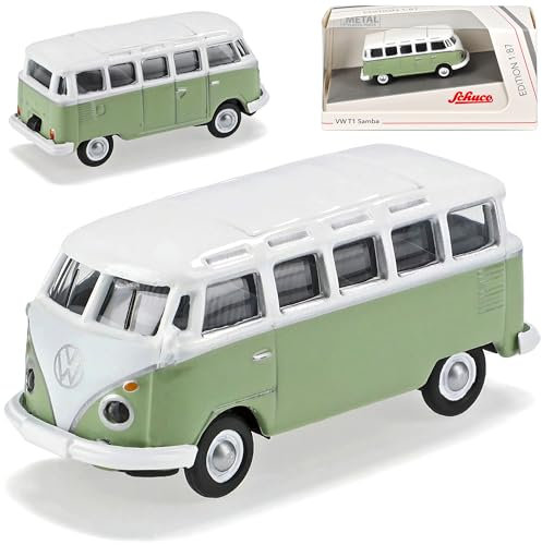 Volkwagen T1 Grün Weiss Samba Bully Bus 1950-1967 H0 1/87 Schuco Modell Auto