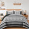 WONGS BEDDING Tagesdecke 220x240 Bettüberwurf Boho Decke Steppdecke 3 Teilig Doppelbett Gesteppt Bettdecke Mikrofaser Wohndecke mit 2 Kissenbezug 50x75 für Schlafzimmer als Sofaüberwurf (Schwarz)