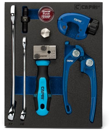 Capri Tools 3/16 in. Double Flaring Tool Kit for Brake Lines 3/16 SAE (4.75 mm) with Wrenches, Tube Cutter, and Tube Bender