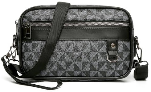 Vpoofree Umhängetasche Herren Klein PU leder Wasserdichte Schultertasche Herrentasche Zum Umhängen Handytasche Crossbody Bag Seitentasche Kuriertasche Männer Tasche (Schwarz Umhängetasche)