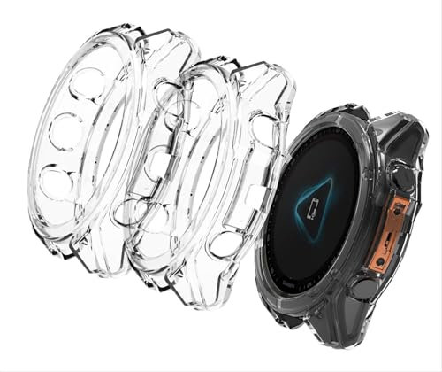 GIOPUEY Hülle Kompatibel mit Garmin Fenix 8 47mm AMOLED, [2 Stück] Soft TPU, Shock Resistant Cover - Transparent+Transparent