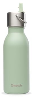 QWETCH - Gourde Enfant Isotherme 350ml - Kids Tilleul Bouchon Pipette - Gourde Inox - 24h Froid et 12h Chaud - Etanche & Sans BPA - Gourde du quotidien pour école, sport et sorties