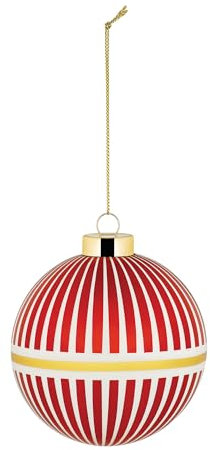 Alessi Delight NZ04 2 – Christbaumkugel, aus Mundgeblasenem Glas, Durchmesser 9 cm, Rot, Weiß, Gold