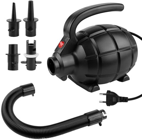 Elektrische Luftpumpe, 600W Elektrische Pumpe, Tragbare Aufblaspumpe mit 4 Luftdüse, Aufblasschlauch, Schnelles Aufblasbar Ablassen, Leistungsstarke Luftpumpe für Luftmatratze Schwimmbäder Matratzen