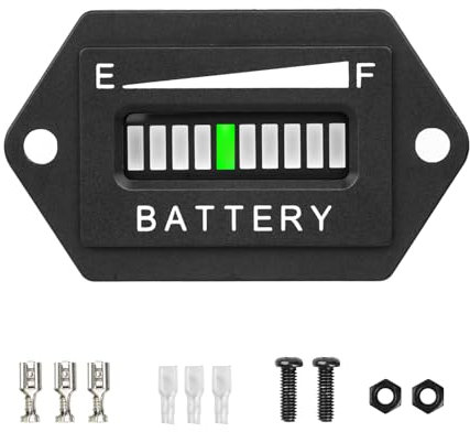 NInE-ROnG 12/24V 36V 48V Battery Indicator Meter Gauge,Waterproof IP68,Lead Acid Battery Capacity Meter Use for Golf Cart,Fork Lifts,Star Car(BI001-1) (36V)