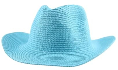 AAIXXIZAO Sonnenhut Strohhut Hut Damen Strandhüte Für Frauen Cowboyhut Panama Breite Krempe Solide Jazz Kappe Mann Hut Stroh Sonnenhut 56-58Cm Seeblau